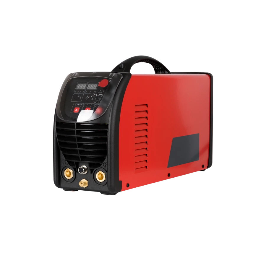 Inversora de solda MMA/TIG 200 A vermelha, com alça para transporte Inversora de solda MMA/TIG 200 A vermelha, com alça para transporte