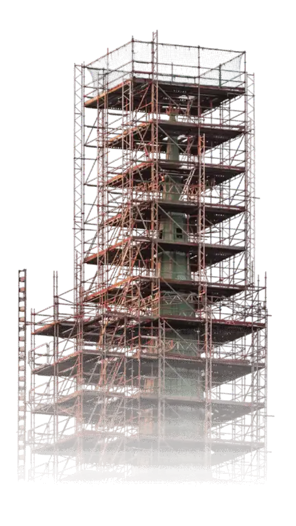 Andaime montado em obra vertical (imagem ilustrativa)