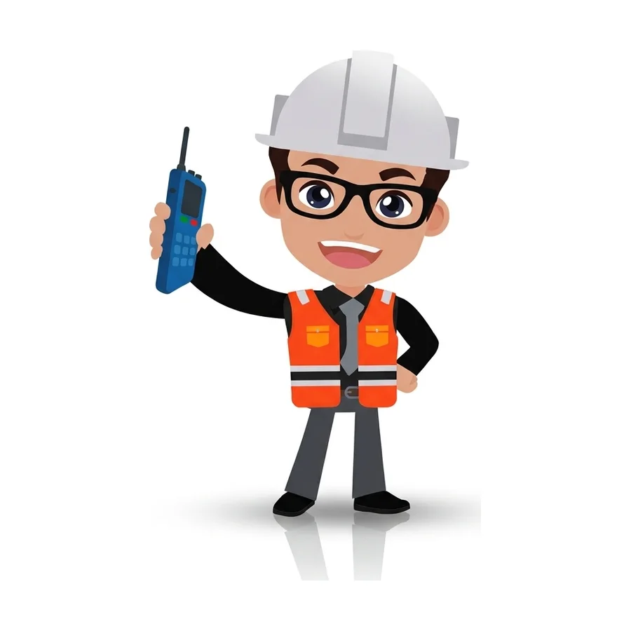 Ilustração de engenheiro com capacete e colete de segurança Ilustração de engenheiro com capacete e colete de segurança